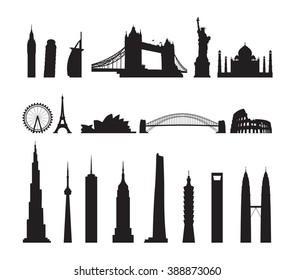 famous landmarks cityscape background