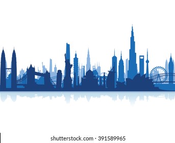 famous landmarks cityscape background