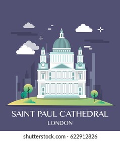 Famous London Landmark Saint Paul Illustration.