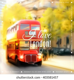 Famous London red double-decker bus. Blurred vector background made with mesh and saved as Eps10. 