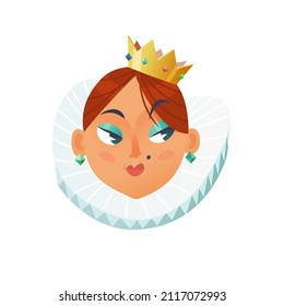 Famous Mardi Gras festival character. Mask that you can often see at New Orleans Parade or Venice Carnival. Isolated head mask sticker. Queen face vector image