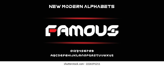FAMOSA Fuente Negrita Moderna. Típografía de estilo urbano normal Cursiva tipografía de estilo urbano para moda, deporte, tecnología, digital, cine, diseño de logotipo, ilustración vectorial