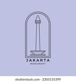 emblema del emblema del monumento famoso vector, ilustración, diseño, símbolo del icono de Yakarta