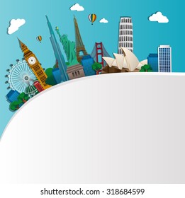 Famous monuments of the world. Symbol. vector