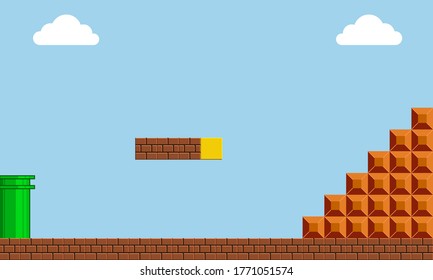 Famous old video game, retro styled of screenshot background vector illustration