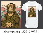 Famous painting parody with a monkey. Vector illustration for tshirt, hoodie, website, print, application, logo, clip art, poster and print on demand merchandise.
