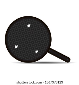 The famous pan in the video game PUBG on a white background with three bullet holes. Vector illustration