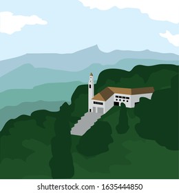 Famous Place In Colombia. Monserrate Hill - Vector