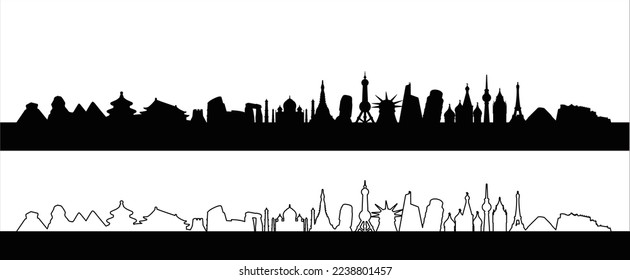 Famous place. famous Landmark icons of the world