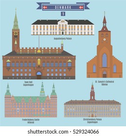 Famous Places in Denmark: Augustenborg Palace, Town Hall - Copenhagen, Frederiksborg Castle - Hillerod, Christiansbprg Palace - Copenhagen, St. Canutes Cathedral - Odence
