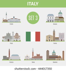 Famous Places Italy cities. Vector set of high-quality. Set 3


