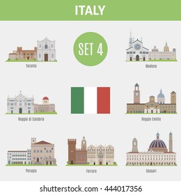 Famous Places Italy cities. Vector set of high-quality. Set 4


