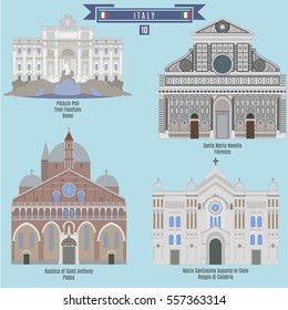 Famous Places in Italy: Palazzo Poli - Rome, Santa Maria Novella - Florence, Basilica of Saint Anthony - Padua, Maria Santissima Assunta in Cielo - Reggio di Calabria
