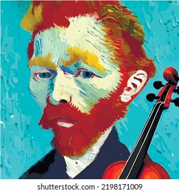 The famous Post-Impressionist painter plays the violin.