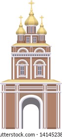 Famous Russian building. Church.Vector illustration isolated on white background.