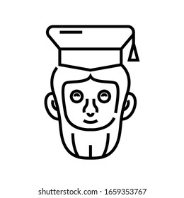 Famous scientist line icon, concept sign, outline vector illustration, linear symbol.