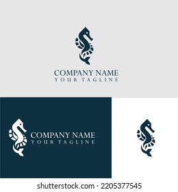Famous Seahorse logo design vector illustration