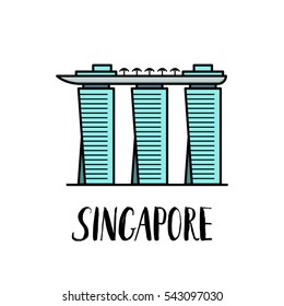 Famous Singapore landmark Marina bay Sands with modern lettering