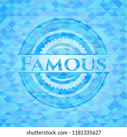 Famous sky blue emblem with mosaic ecological style background