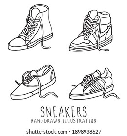 Famous Sneakers Hand Drawn Illustration