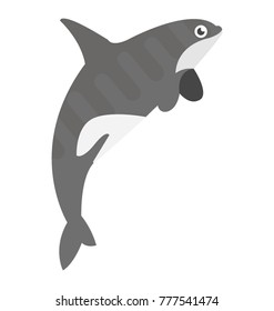A famous spectacular dolphin jump, flat vector icon