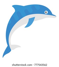 A famous spectacular dolphin jump, flat vector icon