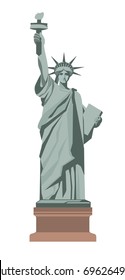 Famous Statue of Liberty with torch isolated illustration