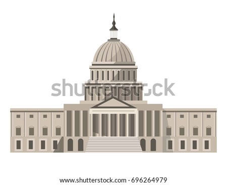 Famous United States Capitol building isolated cartoon illustration