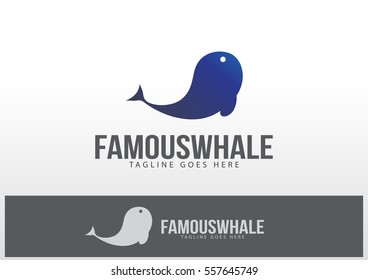 Famous Whale Logo Template Design Vector