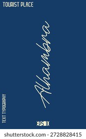  Weltbekannte Wahrzeichen Kursive Typografie Vektordesign - Touristenort Lettering Art - Alhambra Spanien