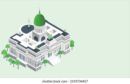 Famous world landmarks vector isometric high detailed isolated. National Congress building, Buenos Aires.