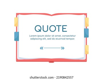 Famous writer quote textbox with flat object. Wisdom sharing. Speech bubble with editable cartoon illustration. Creative quotation isolated on white background. Comfortaa, Quicksand fonts used