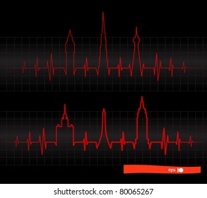  Famouse buildings in heart beating