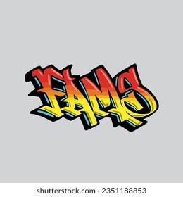graffiti vectorial fams etiqueta letra texto texto arte callejero