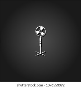 Fan air conditioner icon flat. Simple White pictogram on black background with shadow. Vector illustration symbol