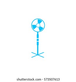 Fan air conditioner icon flat. Blue pictogram on white background. Vector illustration symbol