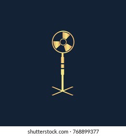 Fan air conditioner icon flat. Simple gold pictogram on dark background. Vector illustration symbol