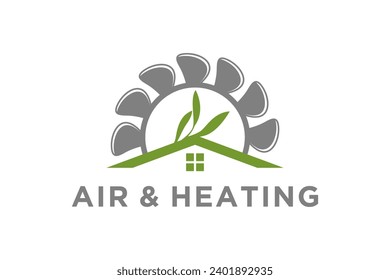 Fan Air Heizung Lüftung Haus Service Logo Design, HVAC System Öko-Energie-Symbol Symbol.