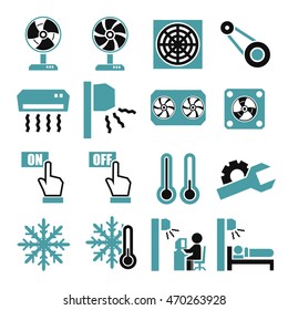 fan, air-conditioner icon set