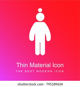 Fan with a apple over his head red and pink gradient material white icon minimal design