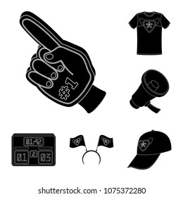 Fan and Attributes black icons in set collection for design. Sports Fan vector symbol stock web illustration.