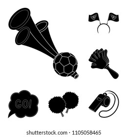 Fan and Attributes black icons in set collection for design. Sports Fan vector symbol stock web illustration.