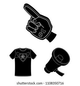 Fan and Attributes black icons in set collection for design. Sports Fan vector symbol stock web illustration.