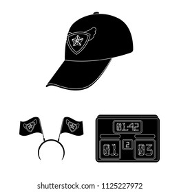 Fan and Attributes black icons in set collection for design. Sports Fan vector symbol stock web illustration.