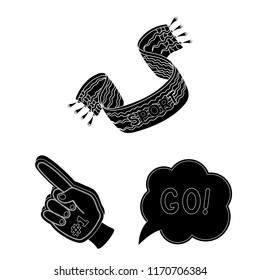 Fan and Attributes black icons in set collection for design. Sports Fan vector symbol stock web illustration.