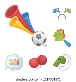 Fan and Attributes cartoon icons in set collection for design. Sports Fan vector symbol stock web illustration.