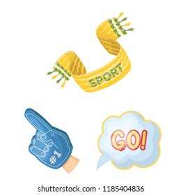 Fan and Attributes cartoon icons in set collection for design. Sports Fan vector symbol stock web illustration.