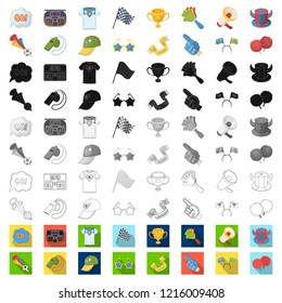 Fan and Attributes cartoon icons in set collection for design. Sports Fan vector symbol stock web illustration.