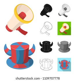 Fan and Attributes cartoon,black,flat,monochrome,outline icons in set collection for design. Sports Fan vector symbol stock web illustration.