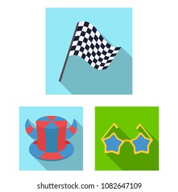 Fan and Attributes flat icons in set collection for design. Sports Fan vector symbol stock web illustration.